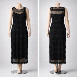 H&M Black Sheer-Panel Maxi Dress